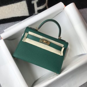 Hermes Kelly 19 Green With Gold Toned Hardware Bag For Women, Women’s Handbags, Shoulder Bags 7.5in/19cm  - 2799-402