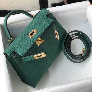 1 hermes Ganebet kelly 19 green with gold toned hardware bag for women womens handbags shoulder bags 75in19cm 2799 402