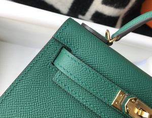 3-Hermes Kelly 19 Green With Gold Toned Hardware Bag For Women, Women’s Handbags, Shoulder Bags 7.5in/19cm  - 2799-402