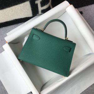 4-Hermes Kelly 19 Green With Gold Toned Hardware Bag For Women, Women’s Handbags, Shoulder Bags 7.5in/19cm  - 2799-402
