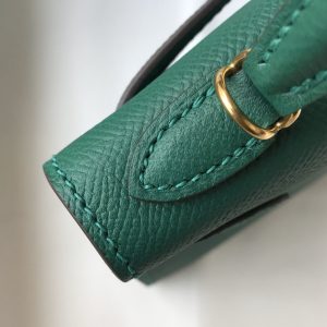 6 hermes Ganebet kelly 19 green with gold toned hardware bag for women womens handbags shoulder bags 75in19cm 2799 402