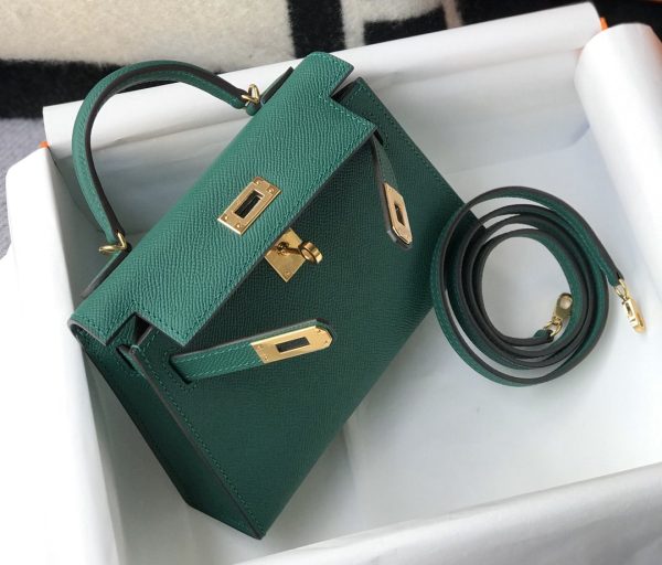 7 hermes Ganebet kelly 19 green with gold toned hardware bag for women womens handbags shoulder bags 75in19cm 2799 402