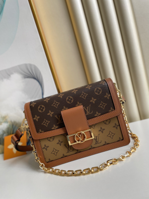 louis vuitton dauphine mm monogram and monogram reverse canvas by nicolas ghesquiere for the cruise collection womens handbags shoulder bags 25cm lv m45958 2799 415