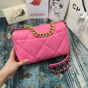 3 chanel 19 handbag 26cm pink for women as1160 2799 416