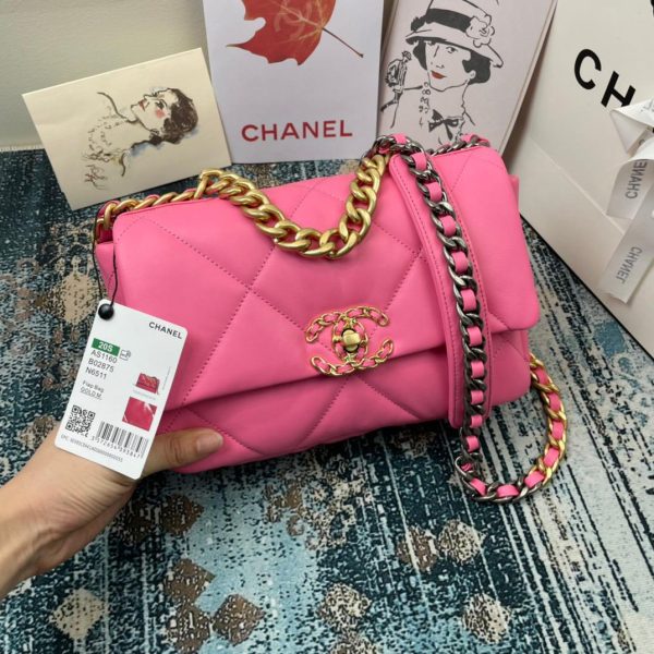 6 chanel 19 handbag 26cm pink for women as1160 2799 416