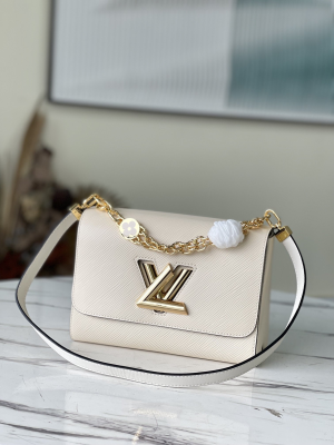 louis vuitton twist mm monogram flower quartz white for women womens handbags shoulder and crossbody bags 91in23cm lv m59403 2799 420