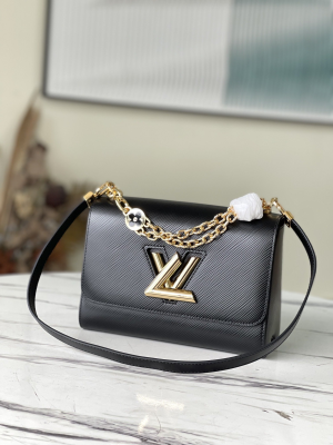 Louis Vuitton Twist MM Monogram Flower Black For Women, Women’s Handbags, Shoulder And Crossbody Bags 9.1in/23cm LV M59402  - 2799-421