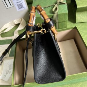 2-Gucci Baby Diana Jumbo GG Mini Tote Bag Handbag Canvas Lining Black For Women 7.9in/20cm GG 655661 UKMFT 2672  - 2799-423