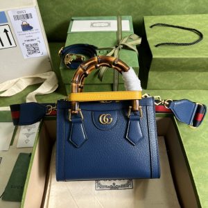 Gucci Diana Mini Tote Bag Canvas Lining Blue For Women 7.9in/20cm GG 702732 U3ZDT 4862  - 2799-424