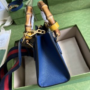 2-Gucci Diana Mini Tote Bag Canvas Lining Blue For Women 7.9in/20cm GG 702732 U3ZDT 4862  - 2799-424