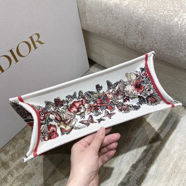 2 christian dior medium dior book tote multicolor butterfly embroidery redwhite for women womens handbags 36cm cd 2799 426