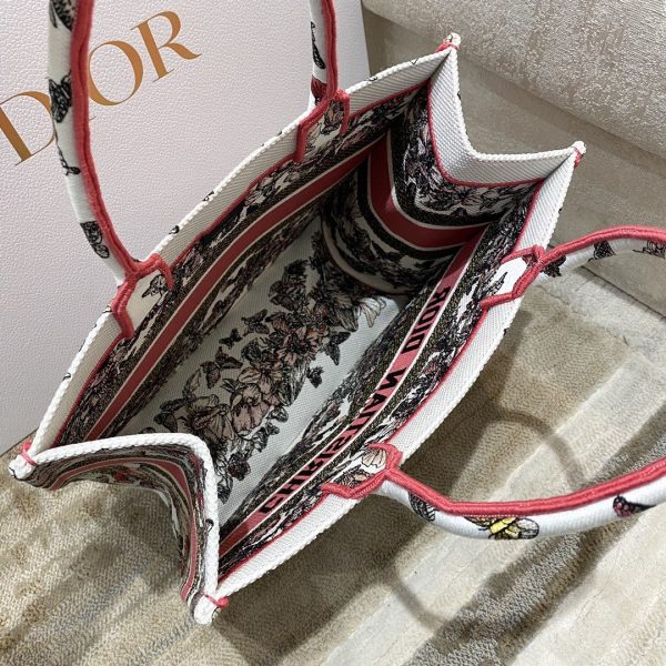 3 christian dior medium dior book tote multicolor butterfly embroidery redwhite for women womens handbags 36cm cd 2799 426