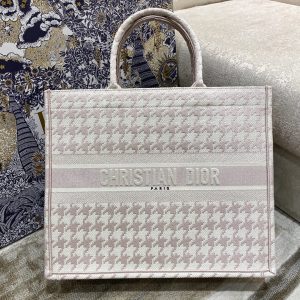 Christian Dior Large Dior Book Tote Pale Pink Houndstooth Embroidery, Pink, For Women Women’s Handbags, Shoulder Bags, 42cm CD  - 2799-449