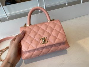chanel mini flap bag top handle pink for women 75in19cm 2799 454
