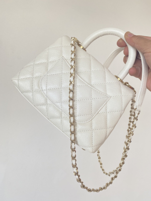 3-Chanel Mini Flap Bag Top Handle White For Women 7.5in/19cm  - 2799-455