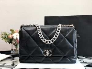 chanel 19 maxi handbag black for women 14in36cm 2799 456