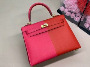 2-Hermes Kelly 28 Sellier Epsom Bag Red/Pink For Women, Women’s Handbags, Shoulder Bags 11in/28cm  - 2799-457