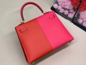 3-Hermes Kelly 28 Sellier Epsom Bag Red/Pink For Women, Women’s Handbags, Shoulder Bags 11in/28cm  - 2799-457