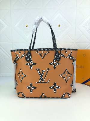 2-Louis Vuitton Neverfull MM Tote Bag Monogram Jungle Canvas Black/Caramel For Women, Women’s Handbags, Shoulder Bags 12.2in/31cm LV M44716  - 2799-458