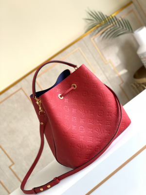 1-Louis Vuitton NeoNoe MM Bucket Bag Monogram Empreinte Red For Women, Women’s Bags, Shoulder Bags 10.2in/26cm LV  - 2799-460