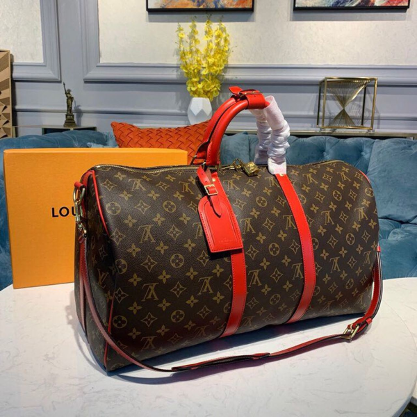 6 louis vuitton keepall bandouliere 50 monogram canvas red for men mens bags 197in50cm lv m44740 2799 482