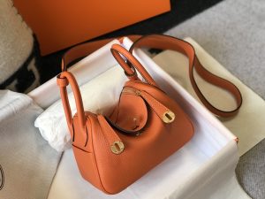 hermes lindy mini clemence bag orange for women womens handbags shoulder and crossbody bags 75in19cm 2799 487