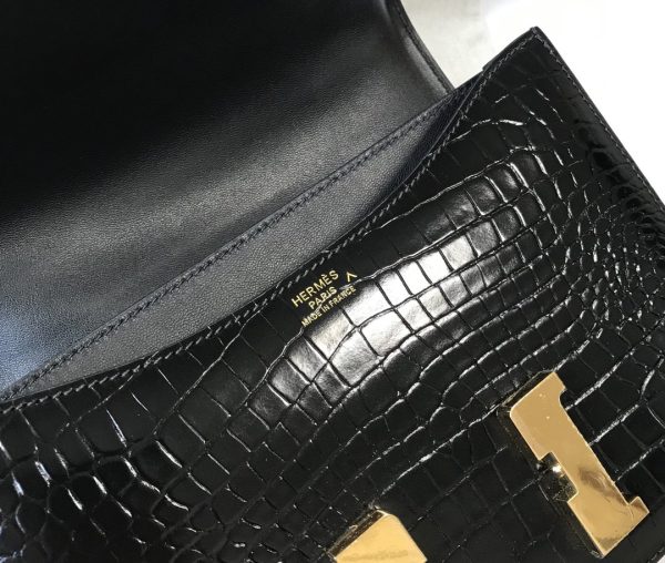 6 hermes Rondo constance 23 pattern crocodile black for women womens handbags shoulder bag 9in23cm 2799 490