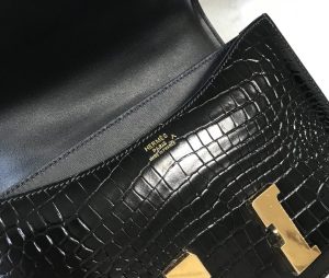 12 hermes Rondo constance 23 pattern crocodile black for women womens handbags shoulder bag 9in23cm 2799 490