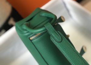 3-Hermes Lindy Mini Clemence Bag Green For Women, Women’s Handbags, Shoulder And Crossbody Bags 7.5in/19cm  - 2799-498