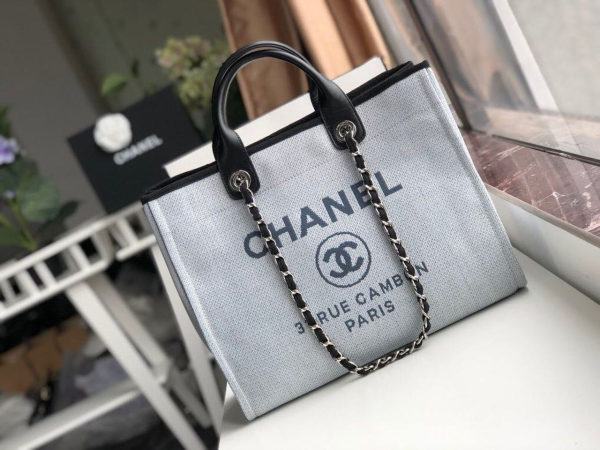 chanel deauville tote 38cm white gray for women a66941 2799 502