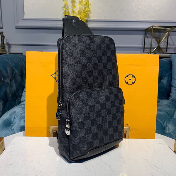 Louis+Vuitton+Avenue+Damier+Graphite+Sling+Bag+Black+Canvas for