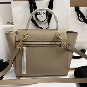 5 Kn-Celine celine nano micro belt bag in grained material light taupe for women 95in24cm 2799 543