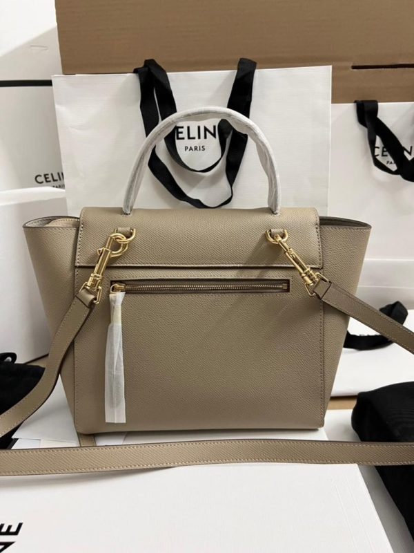 5 Kn-Celine celine nano micro belt bag in grained material light taupe for women 95in24cm 2799 543