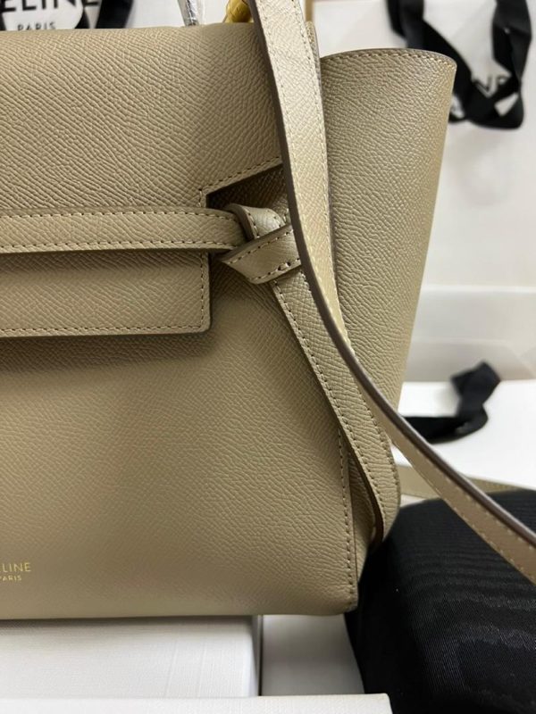 7 Kn-Celine celine nano micro belt bag in grained material light taupe for women 95in24cm 2799 543