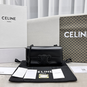 celine Mini chain shoulder bag triomphe black for women 8in205cm 197993eqj38nn 2799 565