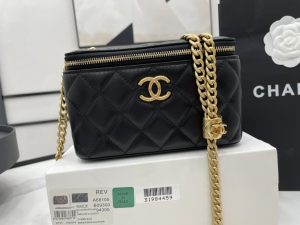 Chanel Small Vanity Case Black With Gold Zipper For Women, Women’s Bags 5.9in/15cm  - 2799-579