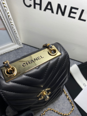 1 chanel chevron trendy cc phone black bag for women 18cm7in 2799 588