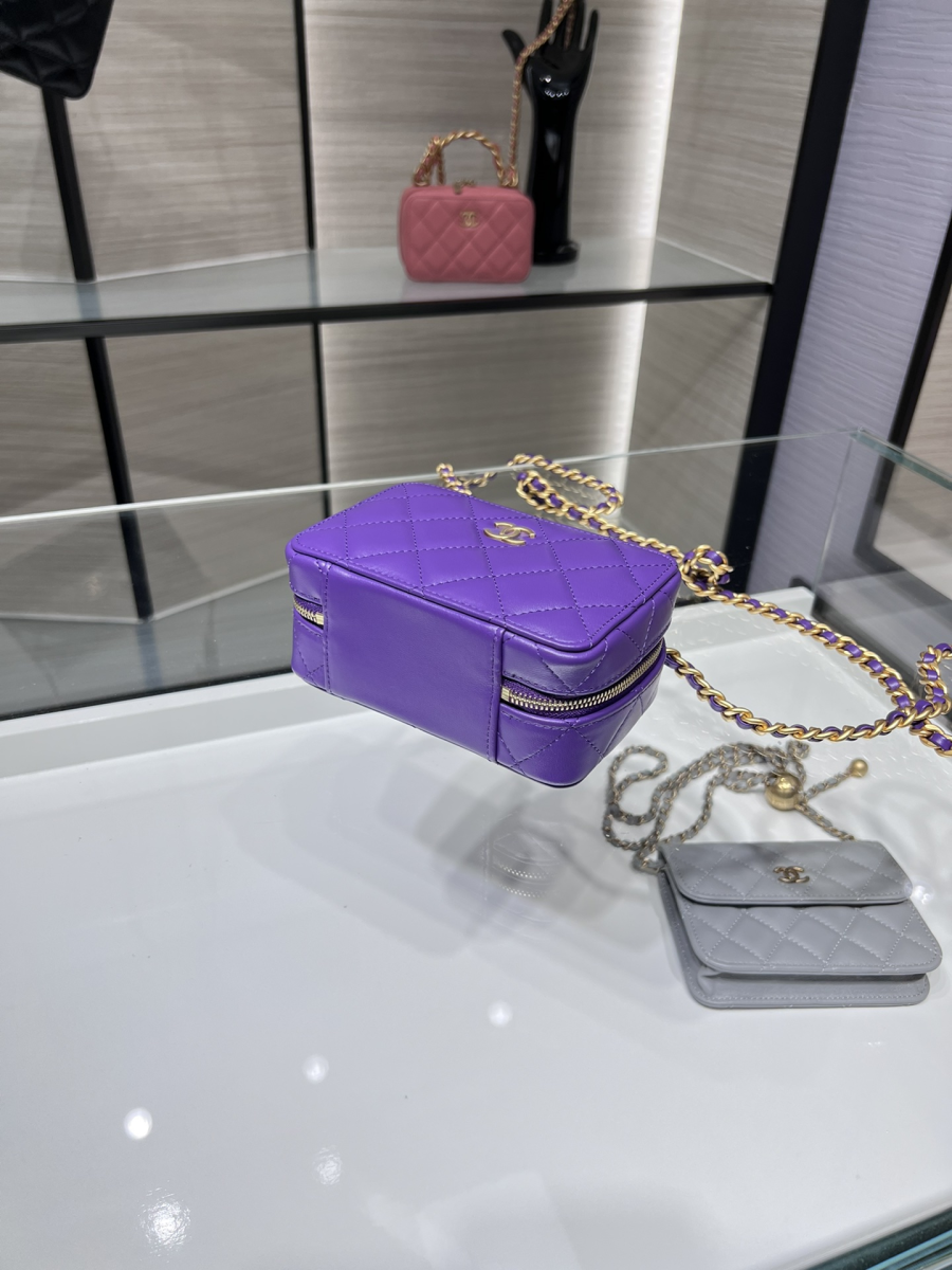 1 chanel vanity with chain purple bag for women 9cm35in 2799 590