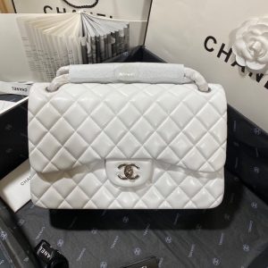 chanel large classic handbag silver hardware white for women womens handbags shoulder bags 118in30cm 2799 595