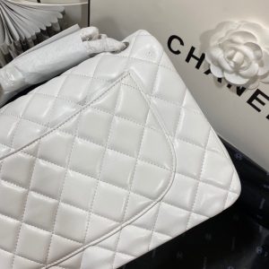 2-Chanel Large Classic Handbag Silver Hardware White For Women, Women’s Handbags, Shoulder Bags 11.8in/30cm  - 2799-595