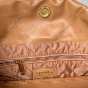 1-Chanel tweed 22 Handbag Gold Hardware Shiny Camel For Women, Women’s Handbags, Shoulder Bags 16.5in/38cm AS3261 B08037 NB356  - 2799-606