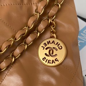 4-Chanel tweed 22 Handbag Gold Hardware Shiny Camel For Women, Women’s Handbags, Shoulder Bags 16.5in/38cm AS3261 B08037 NB356  - 2799-606