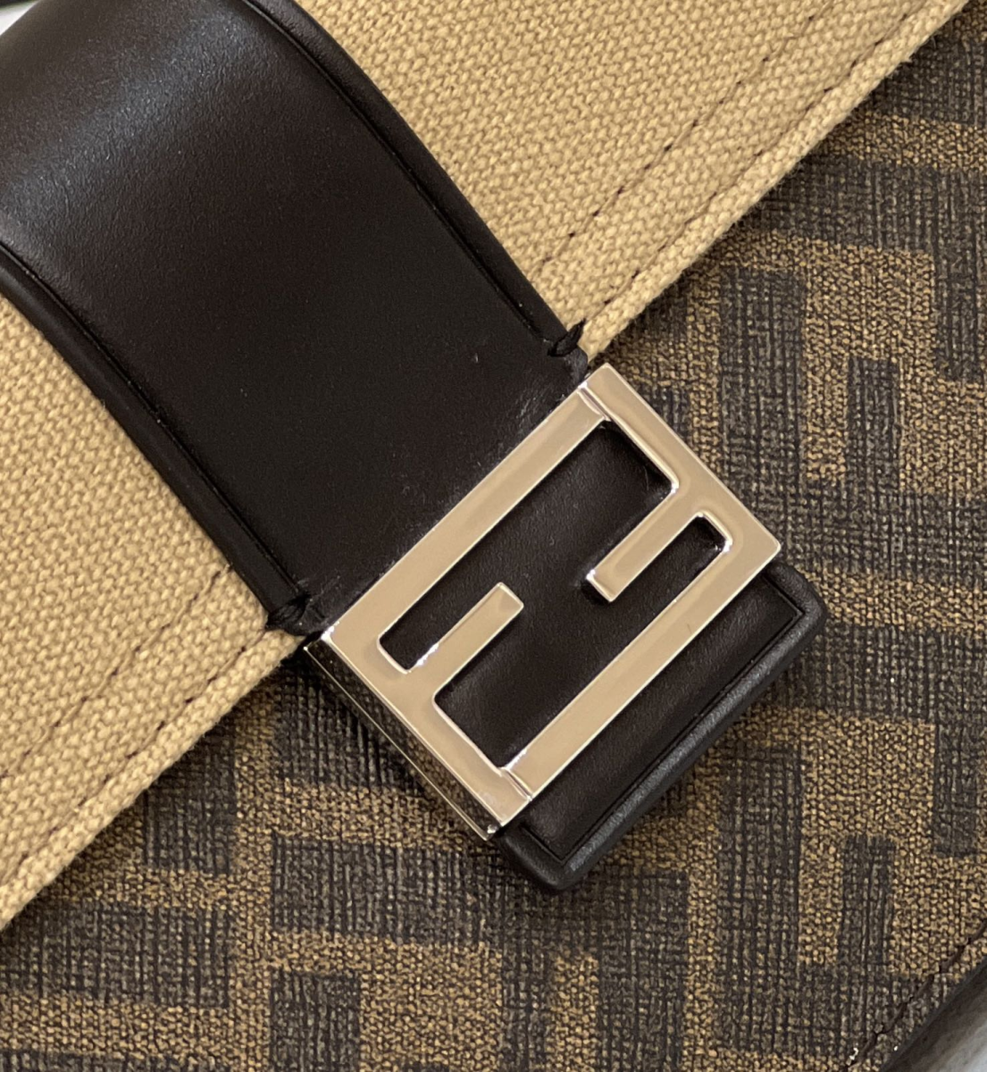 1 fendi baguette pouch brown fabric black pouch for woman 16cm6in 2799 613