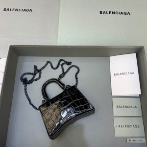 2-Balenciaga Hourglass Mini Handbag With Chain In Black, For Women, Women’s Bags honey 4.7in/12cm  - 2799-616
