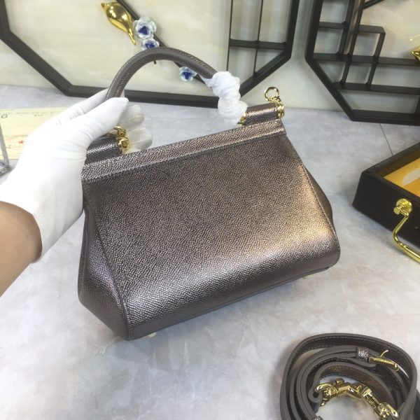8 dolce gabbana medium sicily handbag in dauphine palladium for women 102in26cm dg 2799 634