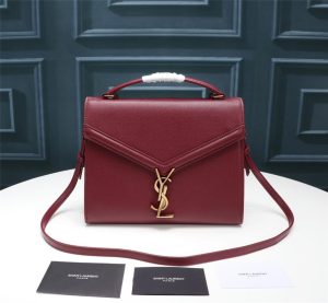 saint laurent cassandra medium top handle bag in grain de poudre embossed rouge legion for women 96in25cm 578000bow0w6475 2799 652