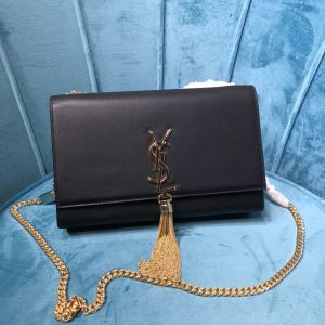 saint laurent kate medium chain bag with tassel in grain de poudre black for women 94in24cm ysl 354119bow0j1000 2799 656