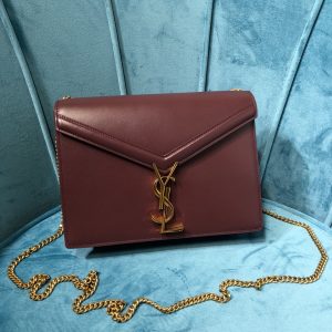 Saint Laurent Cassandra Medium Chain Bag Burgundy For Women 8.7in/22cm YSL 532750BOW0W6008  - 2799-657