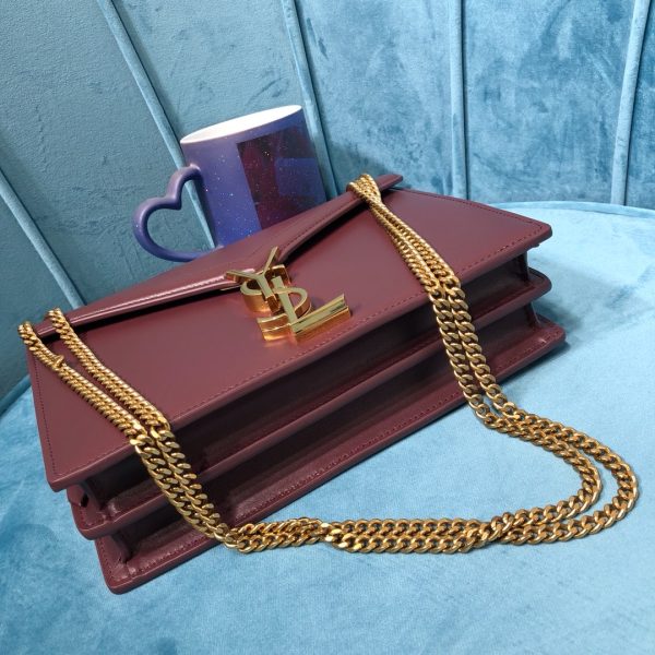 9 saint laurent cassandra medium chain bag burgundy for women 87in22cm ysl 532750bow0w6008 2799 657