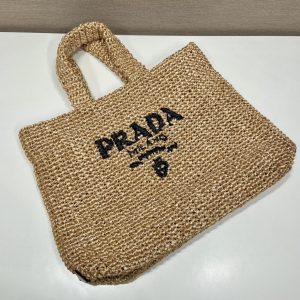 1 prada raffia tote bag beige for women womens bags 185in47cm 2799 666